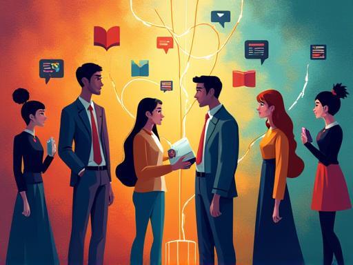 Illustration representing global connection or diverse people learning together
