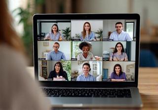 Online language class on a laptop screen